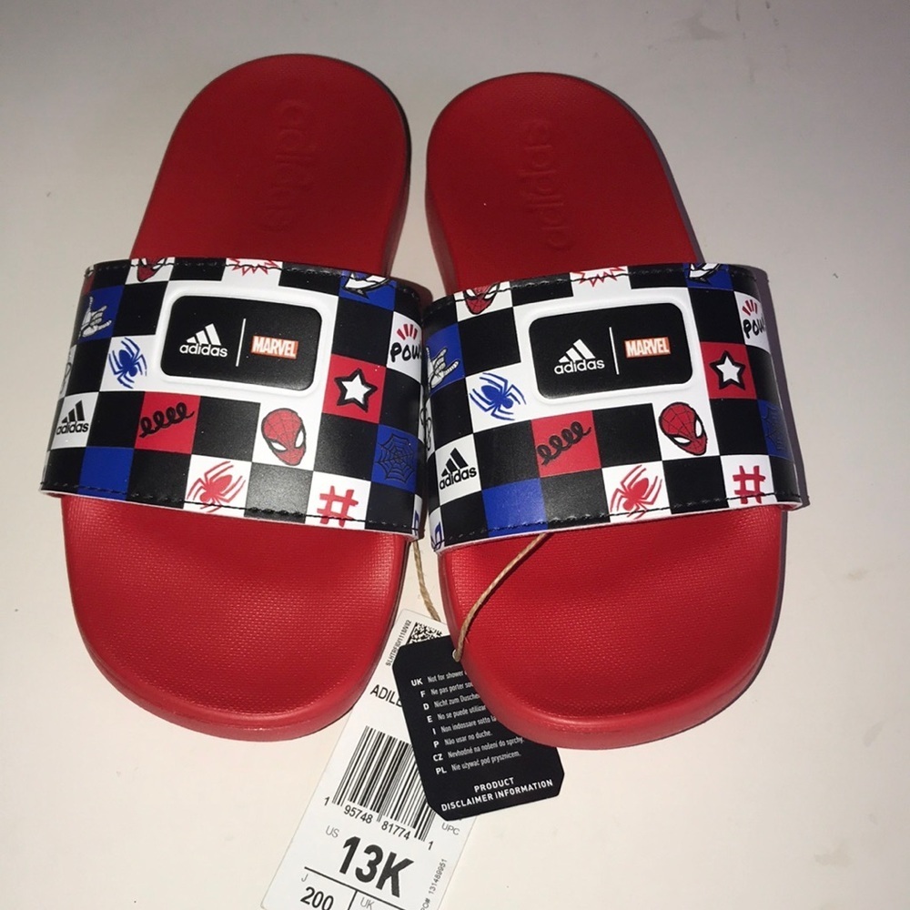 NWT Boy’s Adidas Adilette Spider-Man Slides